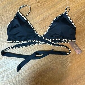 Laundry Black and Leopard Bikini Cross Top